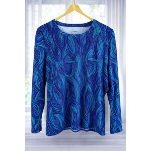 LL Bean SunSmart UPF 50+ Sun Shirt Women's Size M Long Sleeve Geometric Hiking